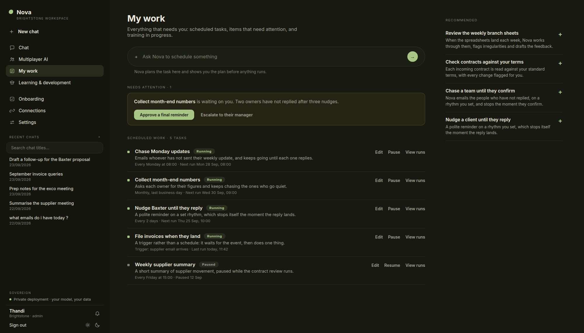 My work in the domayne workspace
